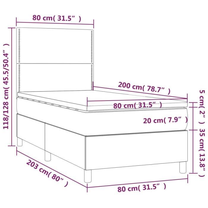 3142930 vidaXL Divan Bed and Mattress Dark Grey 80x200 Cm Velvet