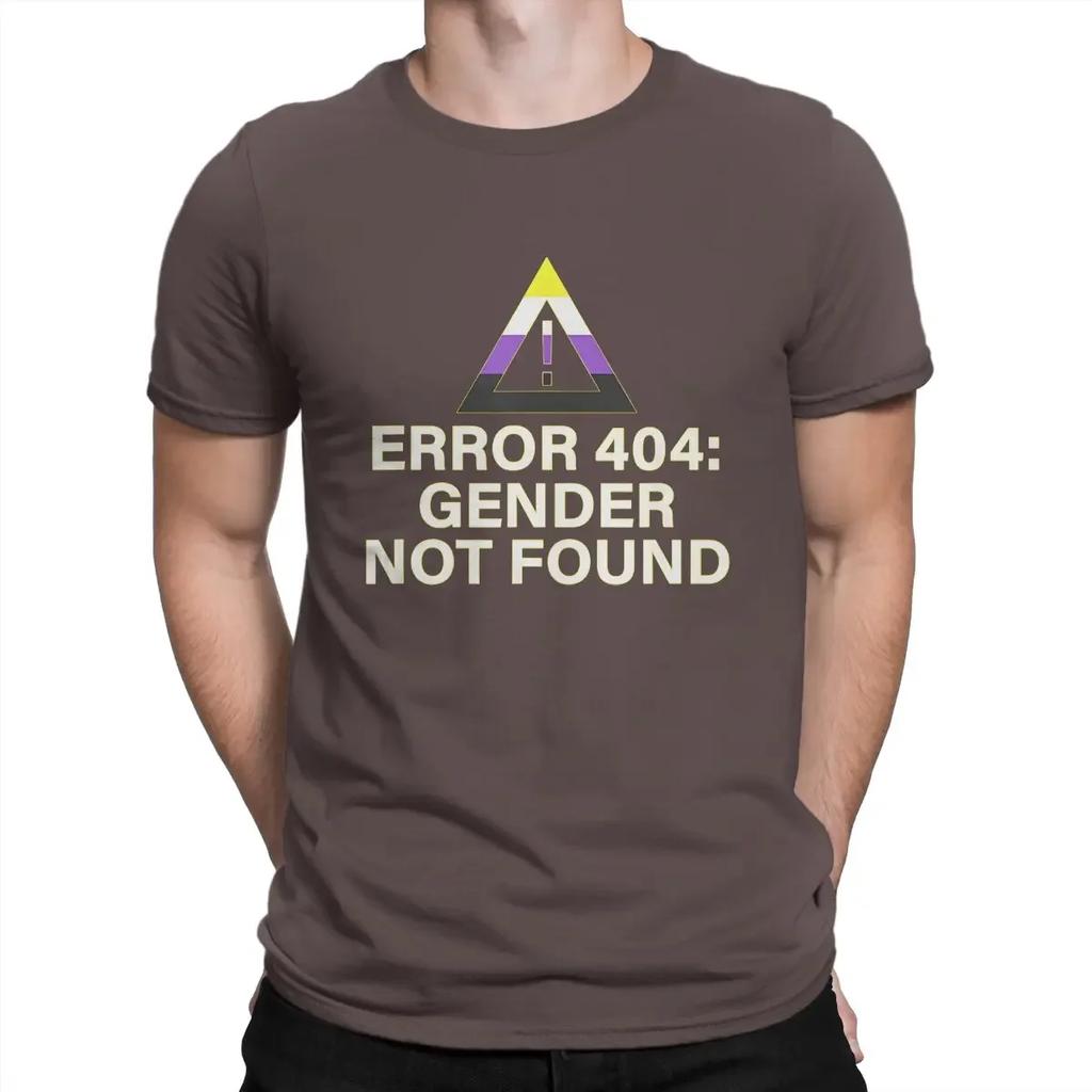 Gender Not Found Agender Non Binary Pride Awesome Cotton Tee Shirt Unisex TShirt Short Sleeve Error T Shirts Crewneck Clothes