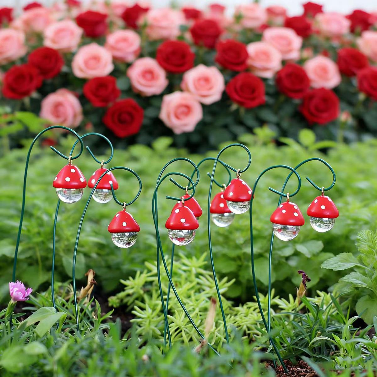 

9-PCS Creative Water Pearl Mushroom Garden Plugin, Valentine s Day/Wedding Decoration Plugin, Garden Bonsai Decoration красный