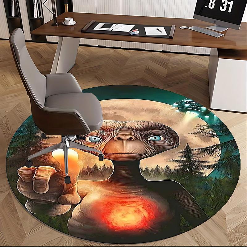 E T Alien,Moonlit Forest Chair Mat Round Rug Office Carpet, Non Slip, Suitable for Living Rooms, Bedrooms,Decor1205718a