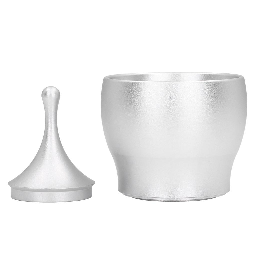 Coffee Powder Container Aluminum Dosing Cup Coffee Anti Flying Dust Powder Cup for KitchenSilver