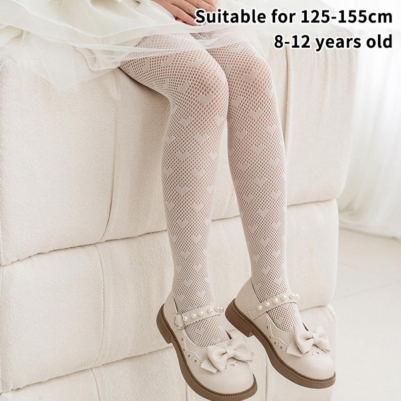 Summer Fashion Girls Tights Nylon Breathable Mesh White Black Children Princess Pantyhose Elasticity Leggings For 3-12Y
