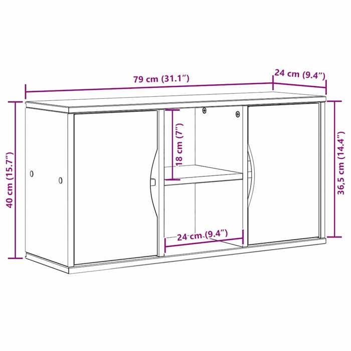 VidaXL TV Cabinet ODDA White 79x24x40.5 Cm Solid Pine Wood, TV Stand, TV Buffet, Multimedia Cabinet, TV Bench, Hi-fi Cabinet, 4103604