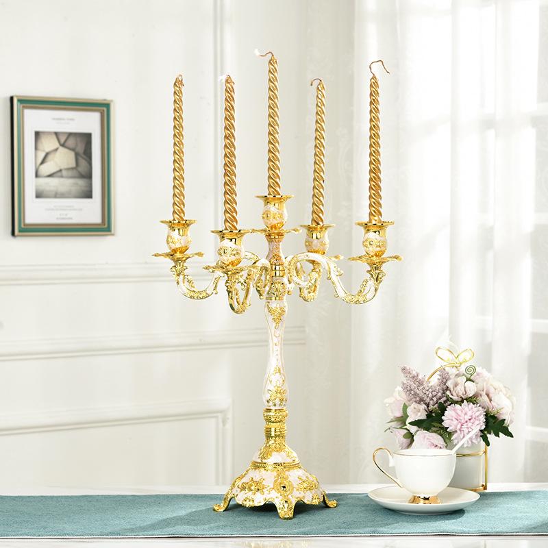 European Style Silver-Plated Metal Candelabra for Weddings and Hotels