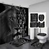 Crown Lion King 3D Luxury Bathroom Curtains Shower Curtain Set for Bathroom Modern Geometric Bath Rug Decor