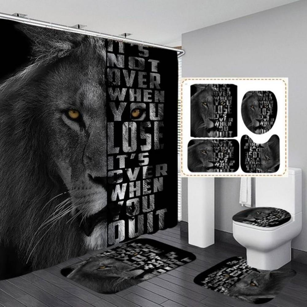 Crown Lion King 3D Luxury Bathroom Curtains Shower Curtain Set for Bathroom Modern Geometric Bath Rug Decor