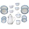 Moin Moin Scale Miniature Dollhouse Tableware Set of 15 Ceramic and Polka Dots In Blue and Light Includes Tea and Coffee and Perfect for Dolls and