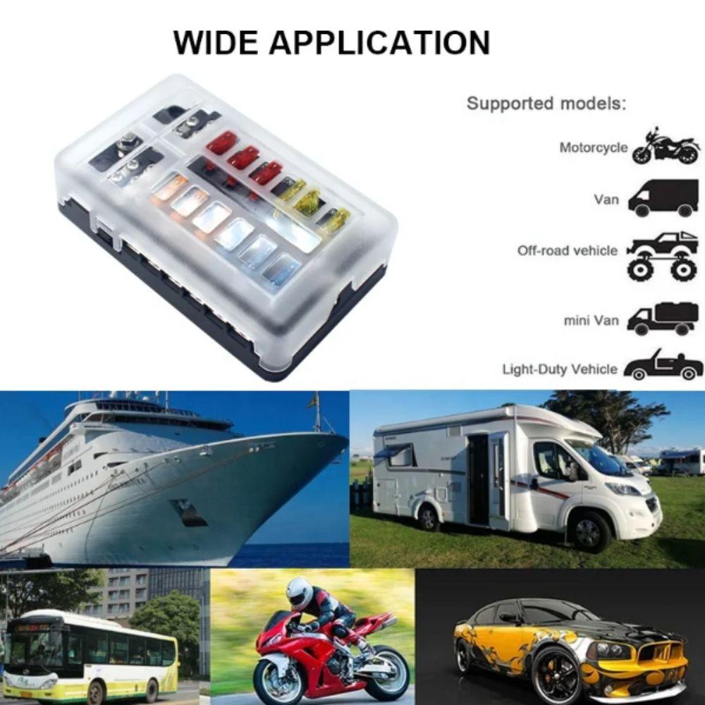 12-Way Circuit Fuse Block LED Indicator Fuse Holder Box Circuit Indicator  Marine Application