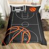 Basketball Court Print Bedding Set Queen Size,Ball Sports Games Themed Duvet Cover, Boys Game Room Decor Comforter Duvet Cover