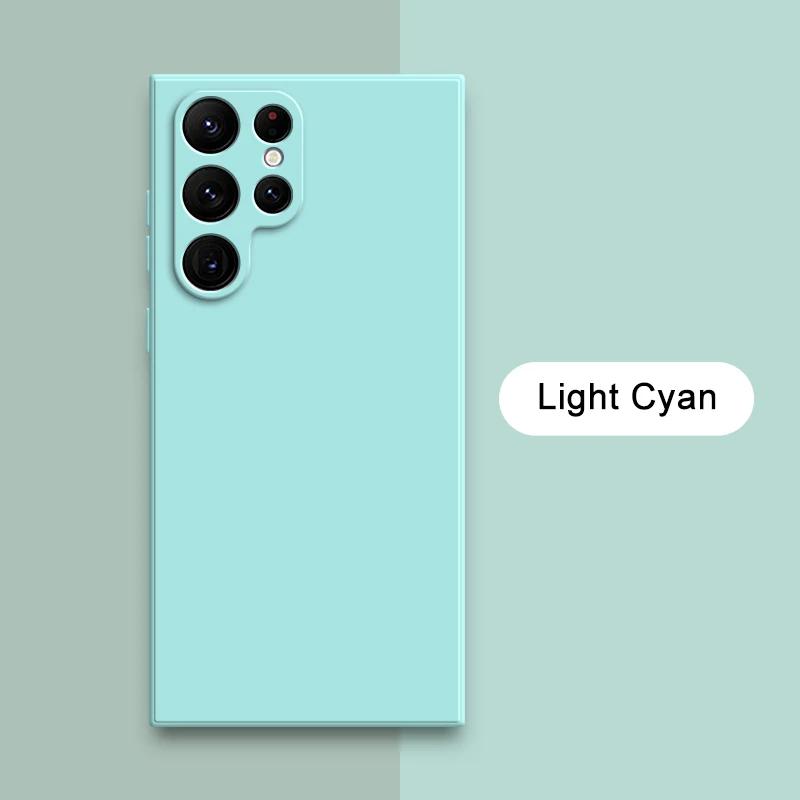 Čtvercový kryt z tekutého silikonu pro Samsung Galaxy S24 S23 Ultra S22 Plus A32 A51 A52 A53 A72 A73 Ochranný měkký látkový kryt na telefon