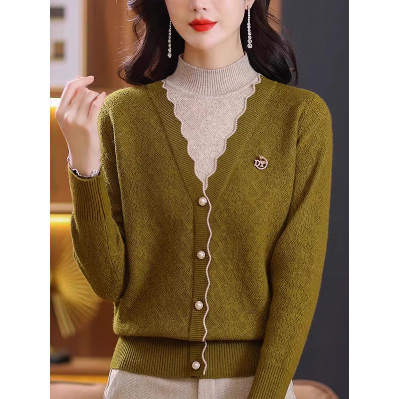 Women's High Neck Layered Knit Sweater – 2025 Autumn/Winter Fashion