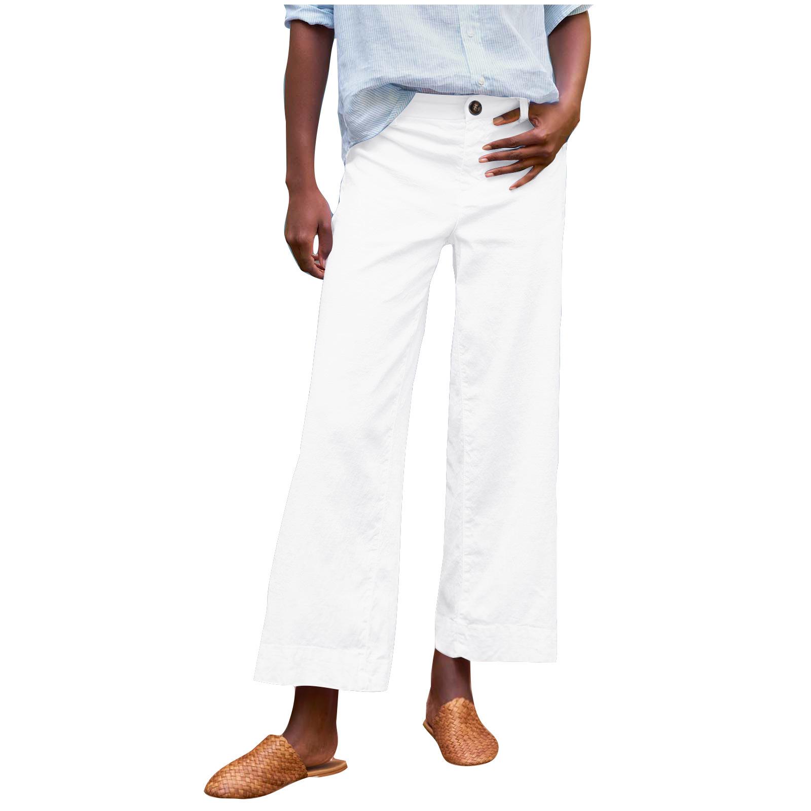 

Elastic Waist Cotton-Linen Straight-Leg Pants with Pockets Extra Extra Large