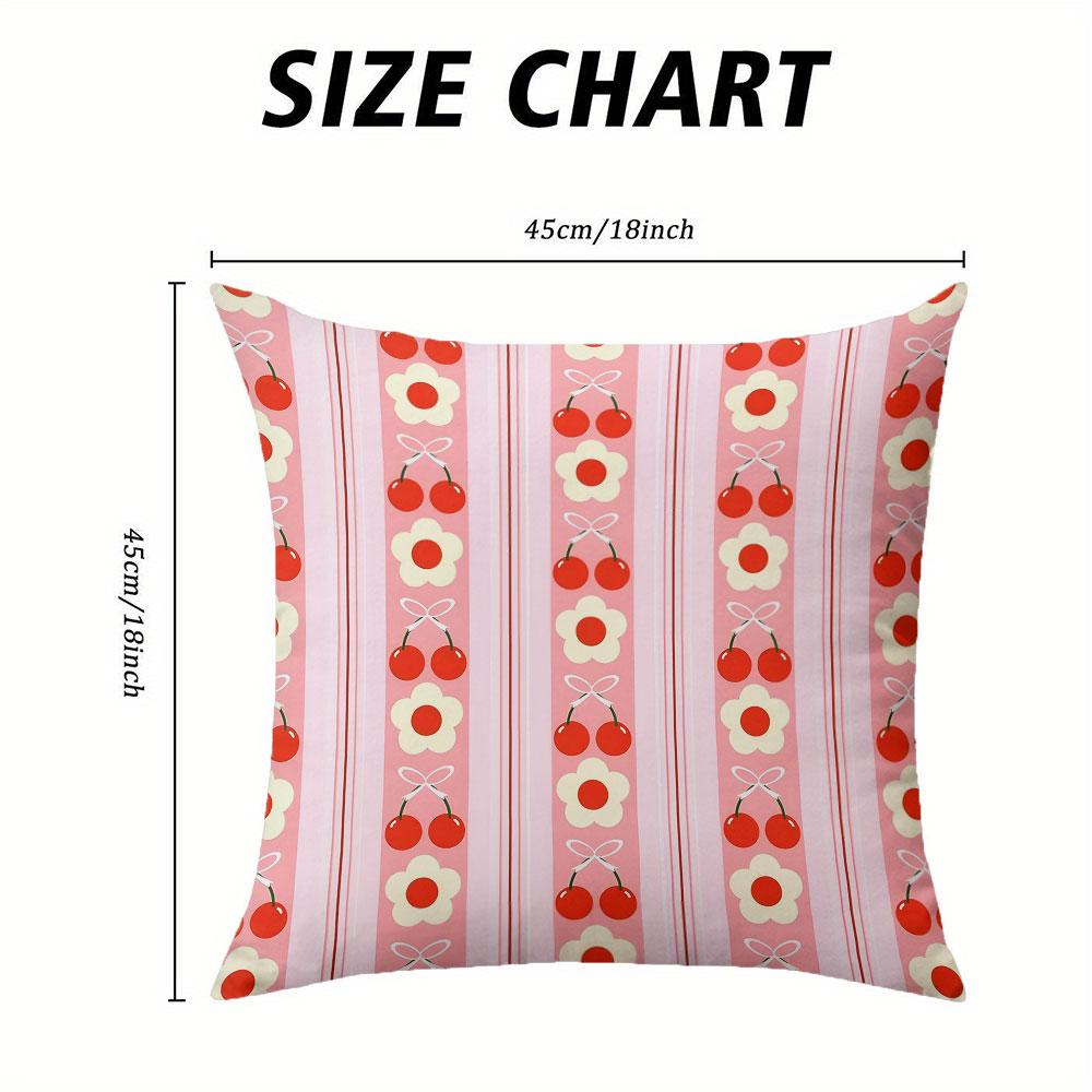 Cherry Stripe Square Jacquard Pillow Cover for Sofa Office Waist Cushion Cover Home Decorative Pillowcase