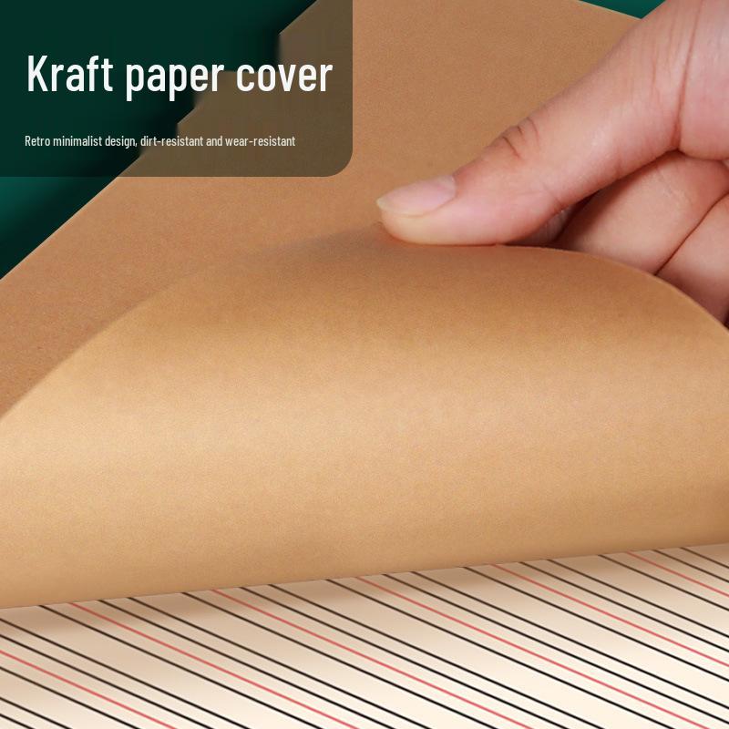 16k English Notebook: Four-Lined B5 Workbook for Third Grade to Junior High Students with Kraft Paper