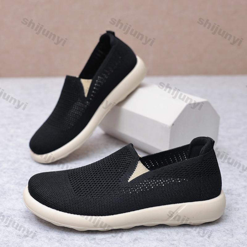 Fashion Women's Shoes 2025 Summer New Fashion Breathable Mesh Fly Weave Women's Casual Shoes Round Toe Non Slip Soft Sole Mom's Shoes