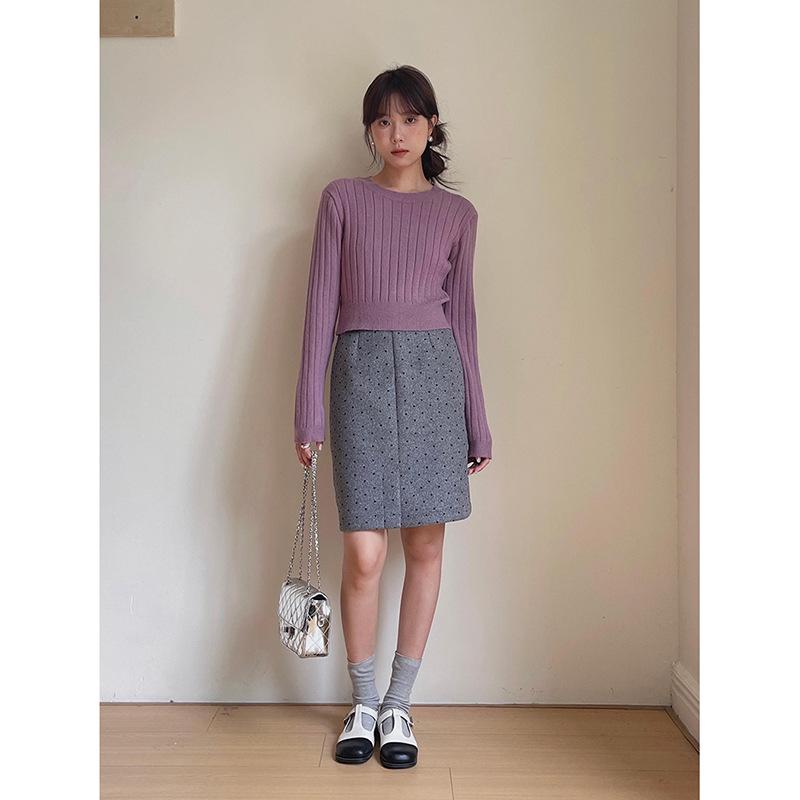 Ge Ming French Retro Polka Dot Wool Blend High-Waist Mini Skirt Women s Winter Collection Y3700F S (40-52.5kg) серый/спокойная цветовая