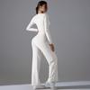 Auroth Long Sleeve Yoga Set With Pockets Women Workout Colthes Gym Top Wide Leg Fitness Pants Sportswear