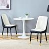 Set of 2 Modern Dining Chairs with PU Leather Backrest in Black-White Combination and Black Metal Legs.