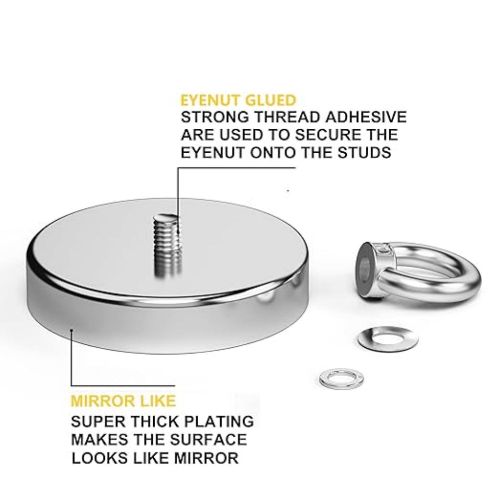 Neodymium Magnet N52 Heavy Duty Magnet with Countersunk Hole Eyebolt Salvage Searcher Magnets