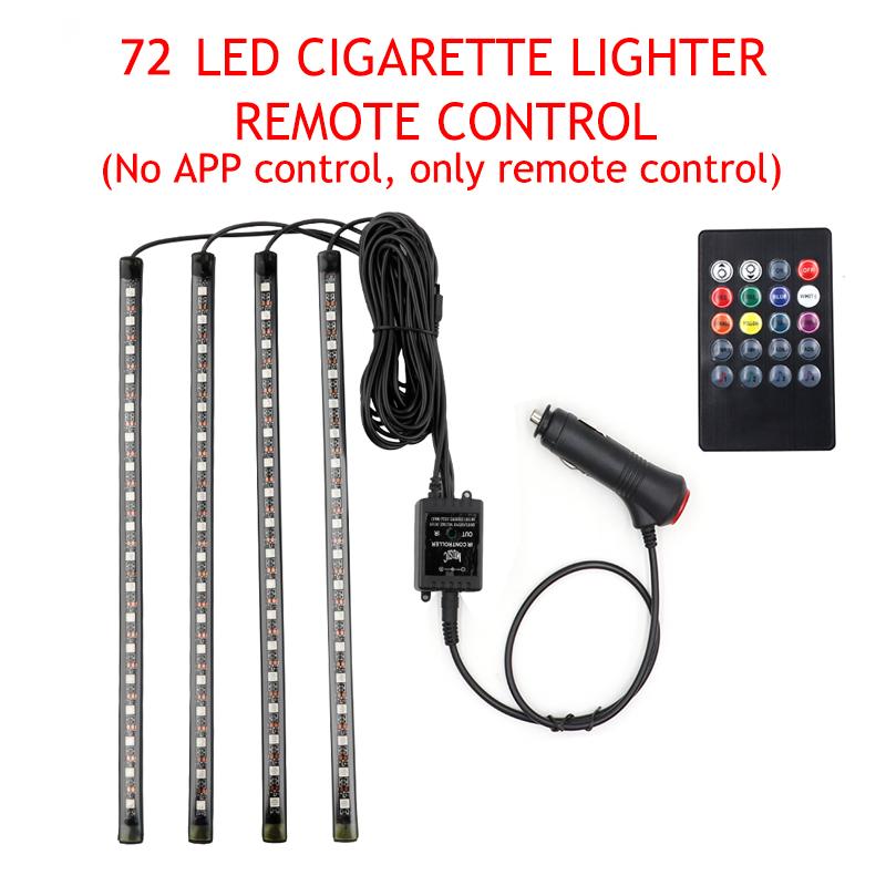 LED Car Foot Light Ambient Lamp With USB Wireless Remote Music Control Multiple Modes Automotive Interior Decorative