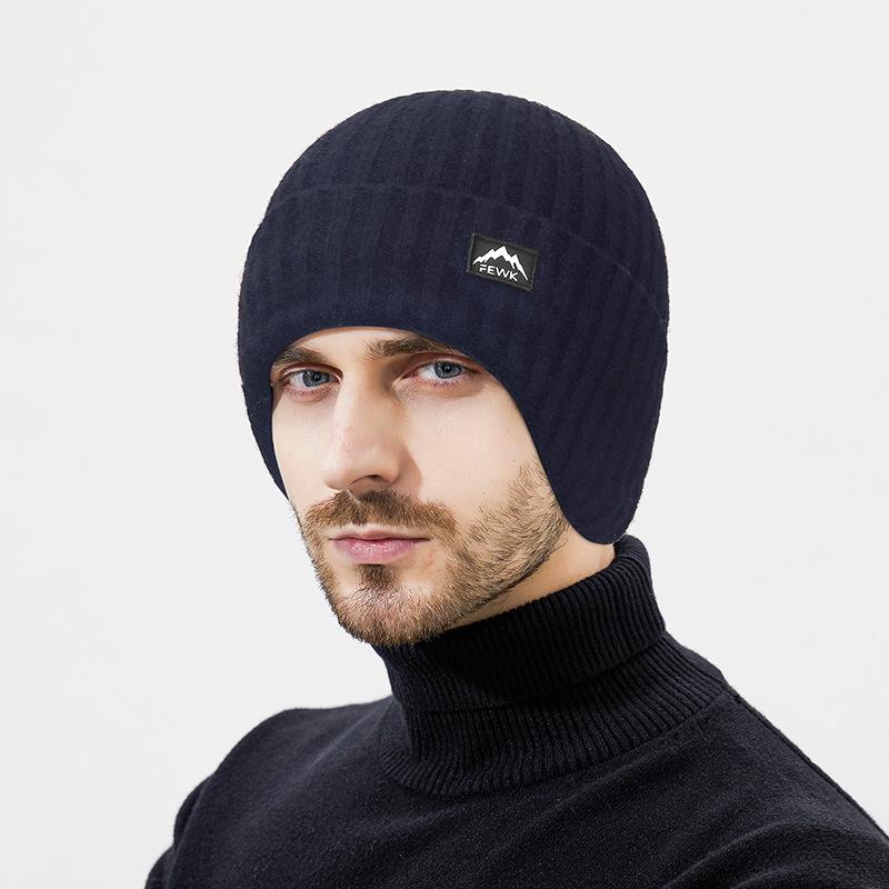 Winter Plush Knitted Cap Two-Piece Men's Outdoor Cold-Proof Warm Ear Protection Wool Cap
