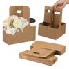 5/10pcs Kraft Paper Flower Bouquet Bags Portable Drink Coffee Take Out Holders Wedding Birthday Party Christmas Gift Packing Box