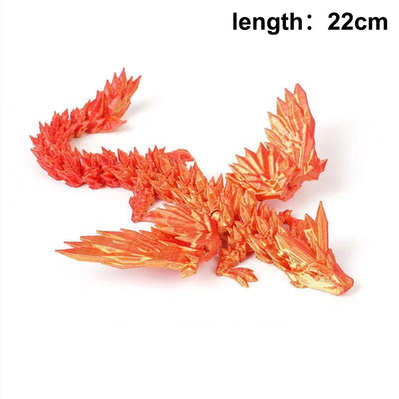 3D Printed Dragon Colorful Gem Dragon Figurines Movable Joint Rotatable Articulated Dragon Crafts Desktop Western Action Figure