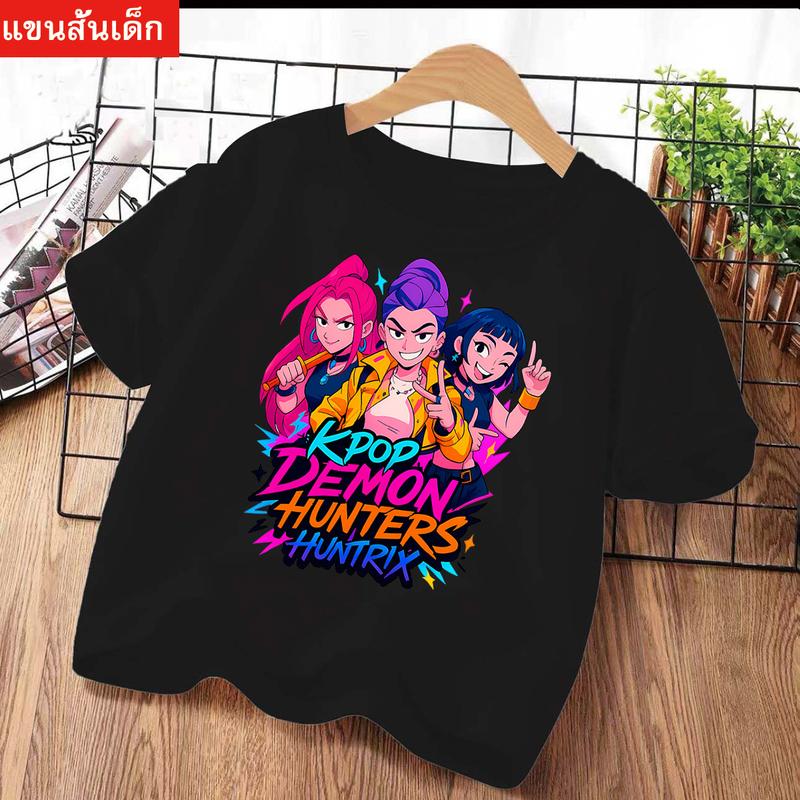 2025 Sommer Kpop Dämonenjäger T-Shirt Kinder Cartoon Anime Meme Druck Kleidung Rundhals Basic Jungen Oberteile Lässige Hemden Geschenk