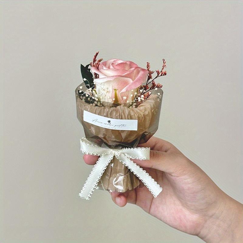 1Pc Mini Pocket Meet Small Bouquet Rose Sunflower Preserved Flowers, for Holiday Home Decoration