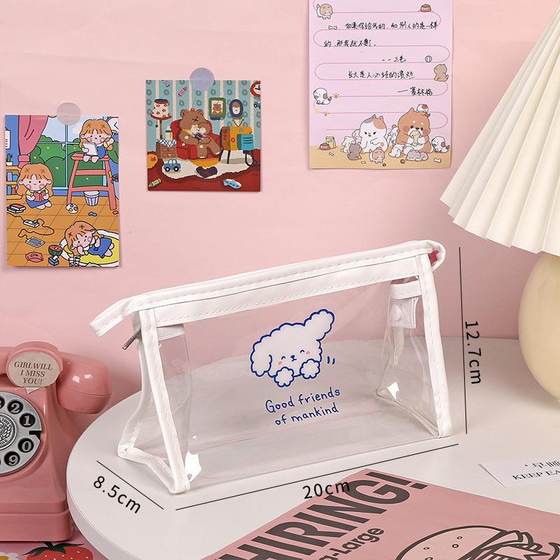 Japanese Large Capacity Handbook Storage Bag Transparent Pencil Bag Female Simple Ins Trend Student Cute Kawai Stationery Box