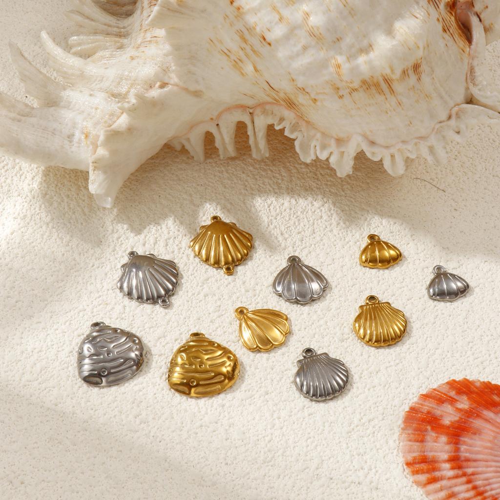 2 Piece 304 Stainless Steel Ocean Charms Shell Pendants For DIY Necklace Earrings Jewelry Making Findings