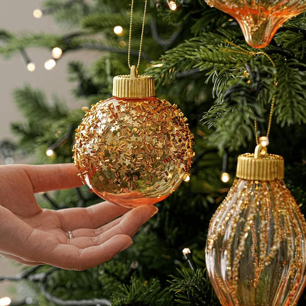 Hollow Xmas Bauble Sequin Plastic Ball Pendant Festive Tree Hanging Decor  Wreath Embellishment
