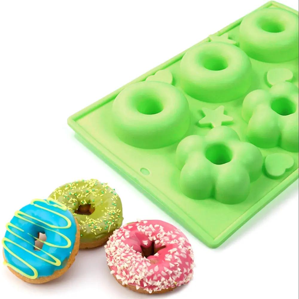 6 Holes Flower Doughnut Silicone Molds Hollow Sphere Mousse Cake Mould Easy Demold Soap Candle Making Tool Valentine’s Day Gifts