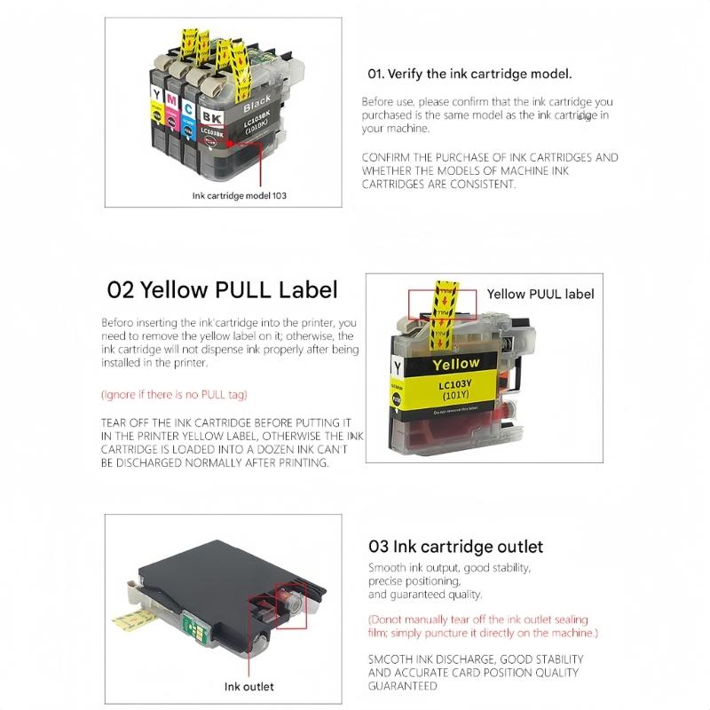 Friendly ABS Liquid Ink Cartridge LC101 LC103 Printer Quick Snap Design Long Lasting
