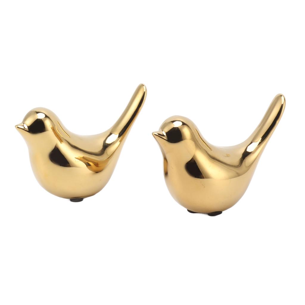 2Pcs Electroplated Ceramic Bird Decoration Nordic Style Modern Abstract Bird Figurine Home Desktop Decoration Gifts