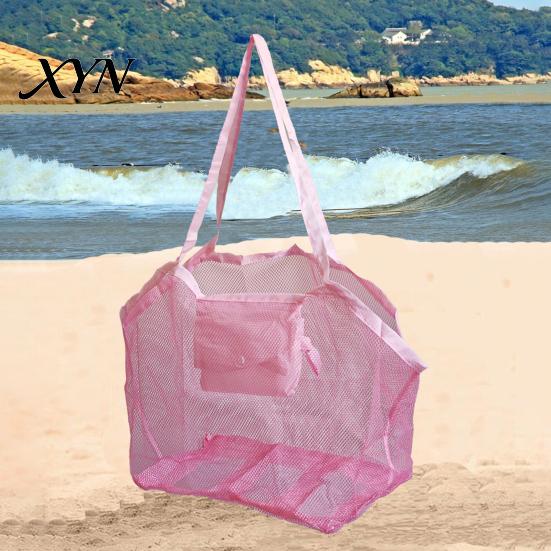 Sand Digging Tool Bag Beach Storage Bag, Lightweight Foldable Mesh Breathable Portable Tote Easy Carry Tote, for Outdoor Parties Travel Essentials