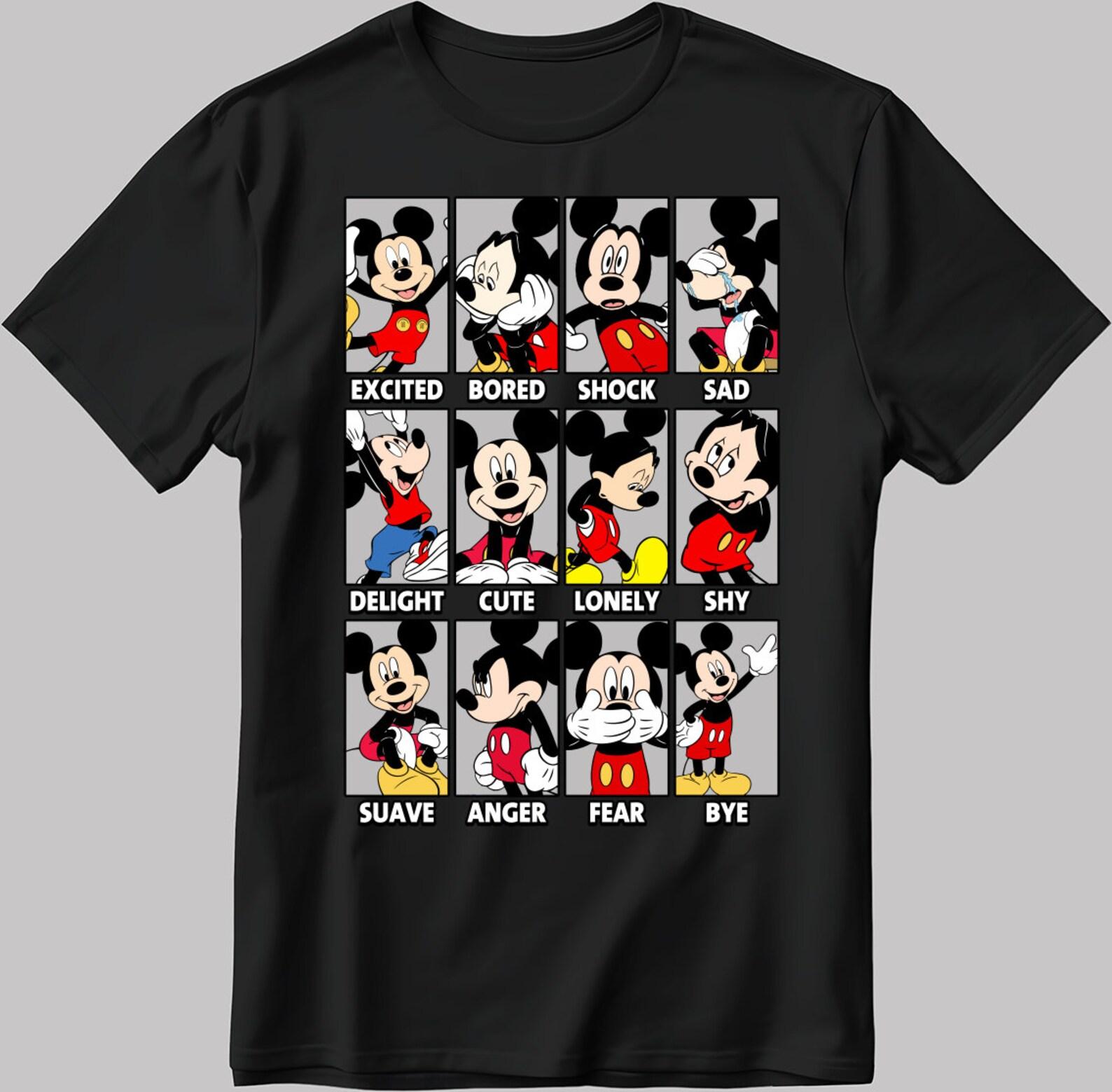 Mickey Mouse Moods Short Sleeve White-Black Men s / Women s T-Shirt C546 L