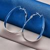 1 Pair 925 Sterling Silver 35mm Luxury Smooth U-Shaped Hoop Earrings Fashion Women Gift Ornaments Party Jewelry