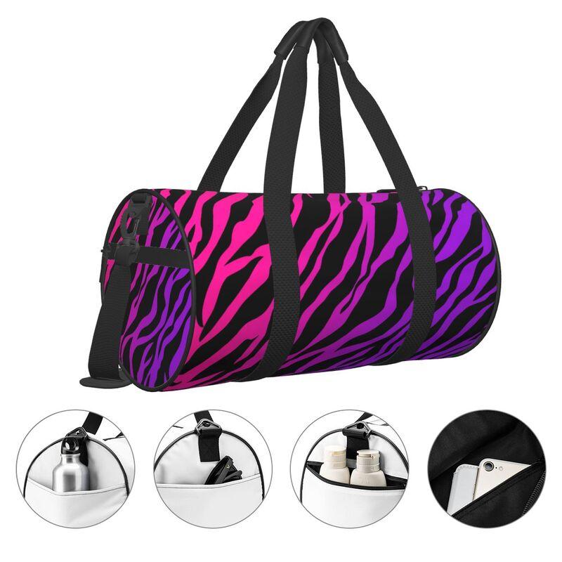 Zebra Stripe Print Travel Duffel Bags Unisex Portable Foldable Waterproof Carry on Luggage Bag Lightweight Yoga Gym Sports Bag