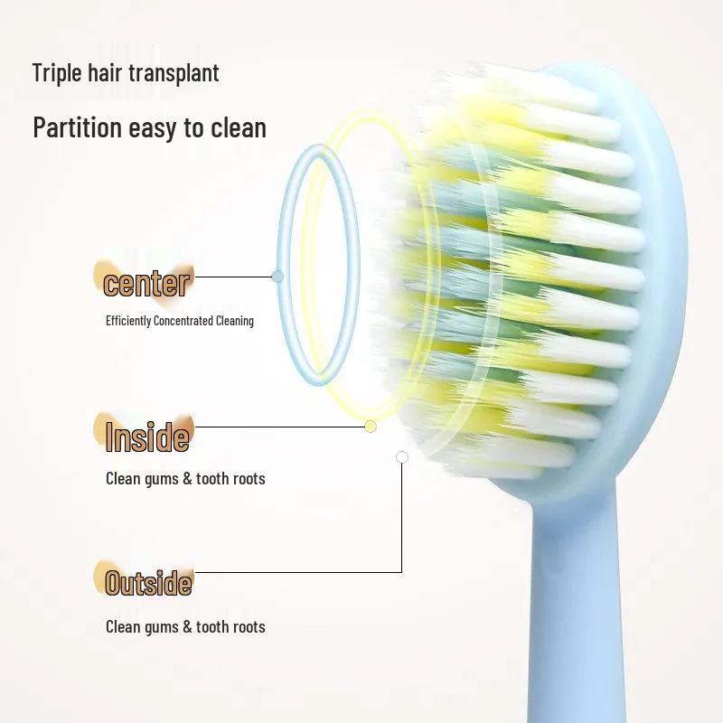 KISS CLEAN Adult Soft Bristle Wide Head Toothbrush, High-Density, Big Head, Family Five-Pack