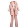 Frühling Übergröße Koreanischer Eleganter Damenanzug Damenblazer Freizeithose Tweedanzugjacke Dreiteiliges Jacke-Hosen-Set