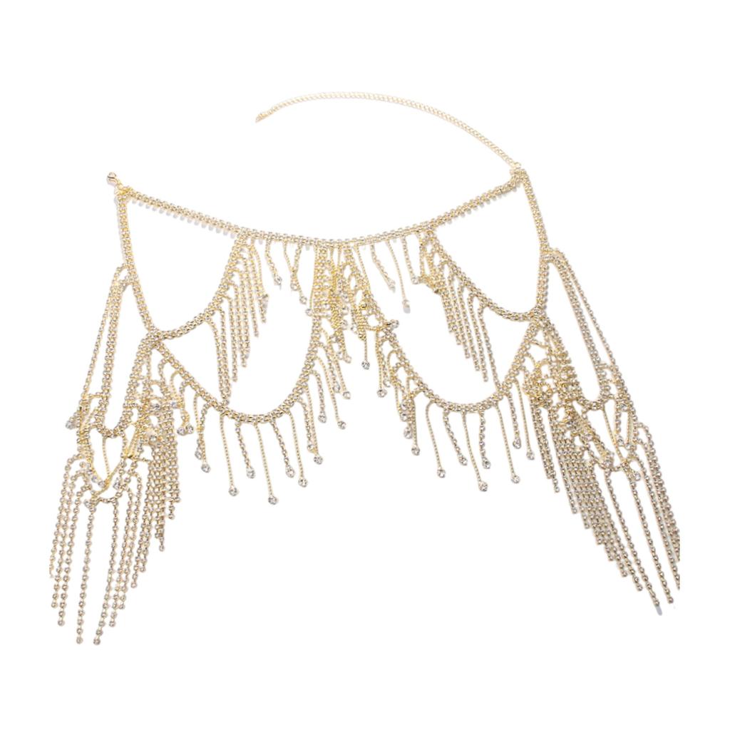 Stylish Layered Rhinestones Body Chain Premium Alloy Construction Versatile Styling for Concerts and Event