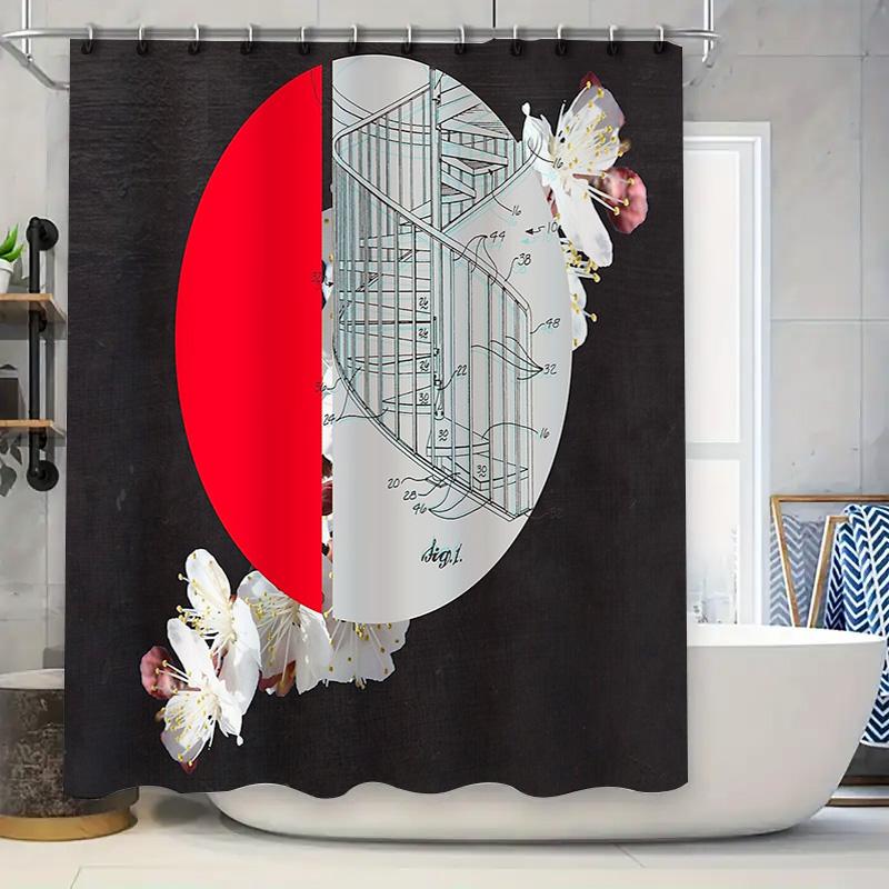 

Floral Shower Curtain Botanical Vintage Flower Pattern Bathroom Decor Waterproof Fabric Backdrop Artistic Wall Hanging 90x180cm