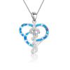 European American Trendy Blue Opal Snake Necklace for Women Hawaiian Style Heart Design Oversized Sweater Chain