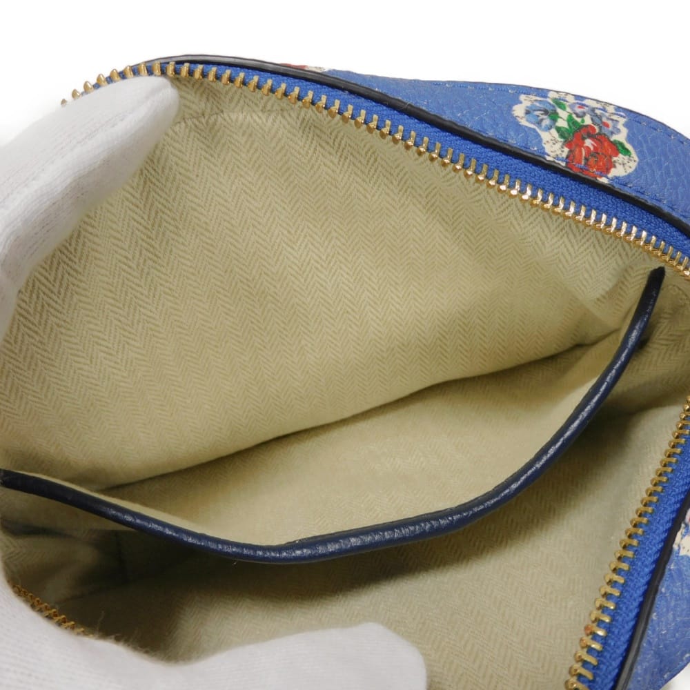 Used McGraw Floral Camera Bag (10833) 64449 7921 Floral Multicolor Chain Shoulder Bag with Double T Logo Blue Women's