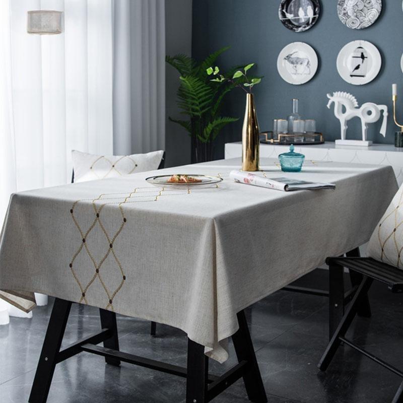 Proud Rose New Nordic Linen Diamond-shaped Geometric Embroidered Waterproof Tablecloth Square Towel Cloth