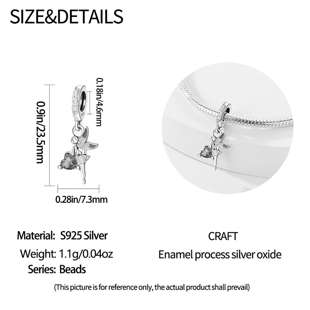 Original Copper Charms Luxury Purple Flower Fairy Butterfly Pendant Beads Fit Bracelet Diy Women Making Delicate