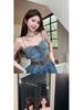Stylish Plus-Size Strapless Denim Dress: Age-Reducing, Waist-Cinching Suspender Short Skirt for Summer