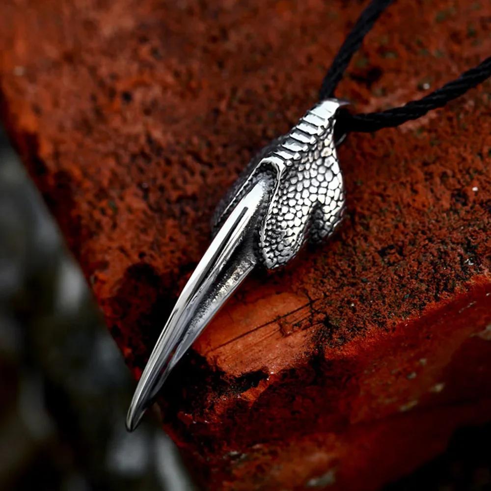 Neue Vintage Wikinger Drachenklaue Anhänger Halskette Für Männer Einzigartig Punk Tier Edelstahl Halsketten Mode Kreativer Schmuck
