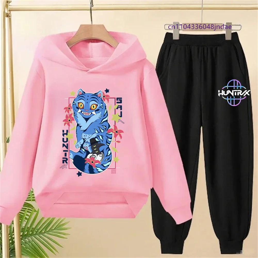 KPop Łowcy Demonów Dzieci Kreskówka Bluza z Długim Rękawem i Spodnie 2-częściowy Zestaw Maluch Niemowlę Dziewczynki Chłopcy Strój Butikowa Odzież Garnitur